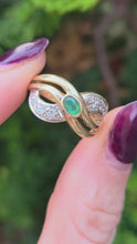 Load and play video in Gallery viewer, 0401: Vintage: 14ct Gold Emerald Crossover Cocktail Ring - lovely symmetry
