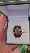 Load and play video in Gallery viewer, 0492: Vintage: 9ct Gold Smokey Quartz Solitaire Ring- Date Mark 1973
