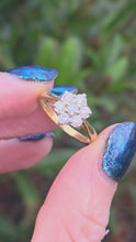 Load and play video in Gallery viewer, 2751: Vintage 18ct Gold Natural Sparkling Diamonds (0.5ct) Flower Head Ring

