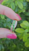 Load and play video in Gallery viewer, 0654: Vintage: 9ct Gold Green Diopsides Diamonds Dress Ring
