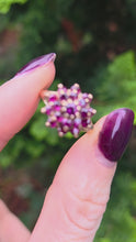 Load and play video in Gallery viewer, 2250 Vintage: 9ct Gold 19 Rich Red Rubies Flower Head Cluster Ring- From 1974
