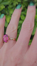 Load and play video in Gallery viewer, 0473: Vintage 9ct Gold Pear Cut Pink Topaz Diamonds Cocktail Ring- lovely combination
