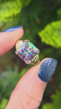 Load and play video in Gallery viewer, 2302: Vintage: 9ct Gold Square Cut Caribbean Topaz Cocktail Ring
