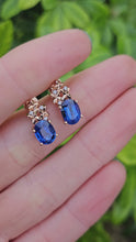 Load and play video in Gallery viewer, 0202: Vintage: 9ct Gold Blue Spinel Diamonds Stud Earrings- good weight, lovely combination
