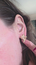 Load and play video in Gallery viewer, 2758:  Vintage 14ct Gold Round Full Cut Diamonds Floral Stud Earrings
