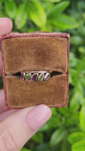 Load and play video in Gallery viewer, 8199: Vintage: 9ct Gold Pink Spinels Peridot Stacker/ Dress Ring
