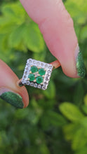 Load and play video in Gallery viewer, 0729: Vintage: 9ct Gold Emeralds Diamonds Geometric Set Ring- lovely symmetry
