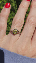 Cargar y reproducir el video en el visor de la galería, 6059 Vintage- 9ct White Gold 7 Yellow Diamonds Ring- Natural &amp; rare
