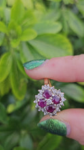 Load and play video in Gallery viewer, 0419: Vintage: 18ct Gold Rubies Diamonds Geometric Set Cocktail Ring- Date Mark 1977
