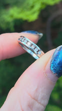 Load and play video in Gallery viewer, 2599: Vintage 9ct White Gold 7 Channel Set Natural Diamonds Stacker Ring
