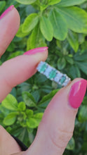 Load and play video in Gallery viewer, 0679: Vintage; 14ct White Gold Emeralds Diamonds Half-Eternity Ring- crisp, clean, eye candy
