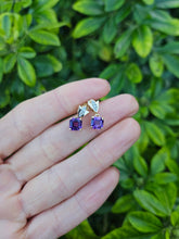 Load image into Gallery viewer, 0211: Vintage: 9ct Gold Lilac Amethysts Diamonds Drop Stud Earrings
