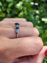 Load image into Gallery viewer, A8005: Vintage: 18ct White Gold Marquise Cut Blue Sapphires 16 Diamonds Dress/Stacker Ring- lovely symmetry
