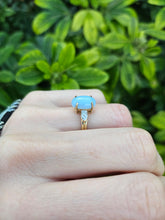 Load image into Gallery viewer, 0695: Vintage: 9ct Gold Light Blue Chalcedony Diamonds Cocktail Ring - Dreamy combination
