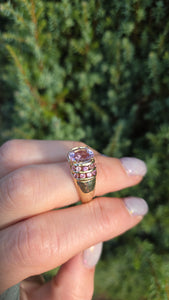 Vintage; 9ct Gold Lilac Amethyst Pink Topaz Statement Cocktail Ring