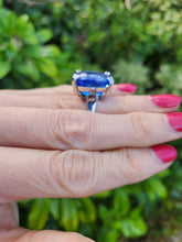 Load image into Gallery viewer, 0001: Phenomenal Vintage: 9ct White Gold Cushion Cut Blue Quartz Statement Ring
