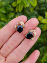 Load image into Gallery viewer, 0138: Vintage: 18ct Gold Australian Blue Sapphire Diamonds Stud Earrings-
