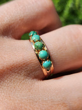 Load image into Gallery viewer, 1557: Antique &amp; Ancient: 18ct Gold Turquoise Half-Eternity/Stacker Ring- Pre-1900
