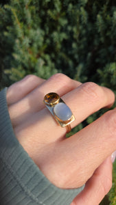Vintage Exceptional 9ct Gold Moonstone Citrine Ring
