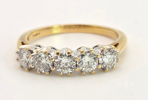 2312 Vintage: 18ct Gold Round Full Cut Natural Diamonds (1.25ct in total) Ring-Very special