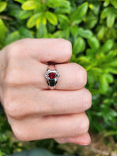 Load image into Gallery viewer, 8223: Vintage: Petite 9ct White Gold Almandine Garnet Diamonds Dress Ring
