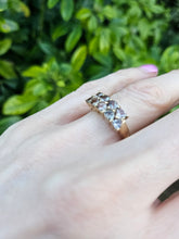 Load image into Gallery viewer, 1038: Vintage Rare 9ct Gold Green Chrysoberyl&#39;s Dress/Stacker Ring- delightful
