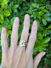 Load image into Gallery viewer, 8203: Vintage: Statement 9ct Gold Diamonds Three Heads Snake Ring
