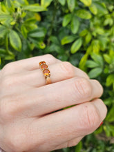 Load image into Gallery viewer, 0962: Vintage: 9ct Gold Fiery Orange Citrines Trilogy Ring&nbsp;
