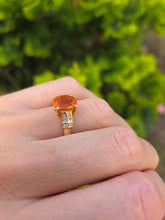 Load image into Gallery viewer, 2329: Vintage: 18ct Gold Fire Opal Diamonds Dress Ring-vibrant, vivid, sparkling
