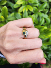 Load image into Gallery viewer, A0190: Vintage: 18ct Gold Emerald Diamonds Snake Ring perfect harmony
