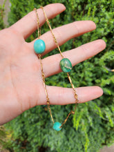 Load image into Gallery viewer, 1903: Antique: Victorian 9ct Gold Turquoise Necklace (61cm) &amp; Bracelet (18cm) Set
