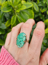 Load image into Gallery viewer, 1327: Vintage 9ct Gold Large Carved Chinese Jade Statement Ring-spectacular
