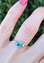 Load image into Gallery viewer, 9005: Vintage: 18ct Gold Light Blue Zircon Twin Diamonds Dress Ring- Art Deco Beauty
