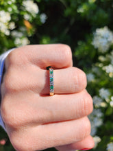Load image into Gallery viewer, 6042: Vintage: 18ct Gold Emeralds Brilliant cut Diamonds Stacker/Eternity Ring- elegant, sophisticated

