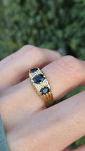 Load image into Gallery viewer, Vintage: 18ct Gold Australian Blue Sapphires Diamonds Statement Ring-From 1972
