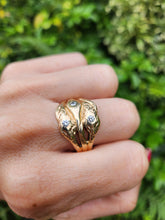 Load image into Gallery viewer, 6109 Vintage: Statement 9ct Gold Diamonds Three Heads Snake Ring
