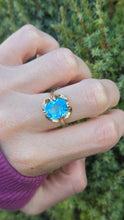 Load image into Gallery viewer, Vintage: 9ct Gold Faceted Cut Swiss Blue Topaz ring - From 1976
