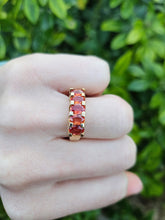 Load image into Gallery viewer, 0706: Vintage Rare; 9ct Gold 5 Fiery Orange Sapphires Stacker/Dress Ring
