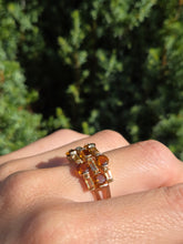 Cargar imagen en el visor de la galería, 2157: Vintage; 9ct Gold Orange and Yellow Citrine Openwork Cocktail Ring
