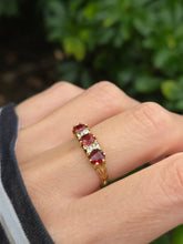 Load image into Gallery viewer, 1831: Vintage; 18ct Gold Almandine Garnets Diamonds Half-Eternity/Stacker Ring- beautifully balanced

