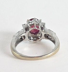 6335 Vintage; 18ct White Gold Ruby (1.1ct) Diamonds (0.73ct) Ring