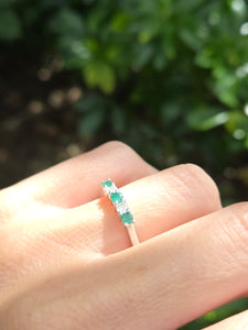 2016: Vintage; 9ct White Gold Emeralds Diamonds Half-Eternity/Stacker Ring- Delightful