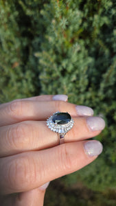 Platinum Green Sapphire (2.11ct) Natural Diamonds (0.69ct) Cluster Ring - Rare