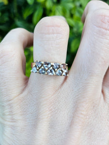 1038: Vintage Rare 9ct Gold Green Chrysoberyl's Dress/Stacker Ring- delightful