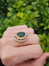 Load image into Gallery viewer, 0403: Vintage: 14ct Gold Emeralds 44 Diamonds Cocktail Ring- rare
