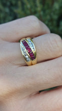 Cargar imagen en el visor de la galería, 1878 Vintage 18ct Gold Rubies Natural Diamonds Tiered Crossover Ring
