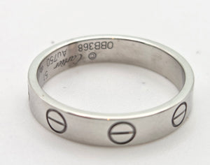 2364: Vintage: Cartier 18ct White Gold Love Ring Size 51- comes with box