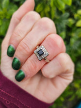 Load image into Gallery viewer, 0102: Vintage: 18ct Gold Platinum Art Deco Sapphire Diamonds Square Set Ring
