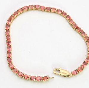 2319: Vintage:: 18ct Gold Padparadscha 39&nbsp; Orange Sapphires (8.19ct) Tennis Bracelet- Exquisite