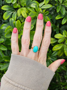 0906: Vintage: Italian 18ct Gold Cabochon Turquoise Ring- Exquisite